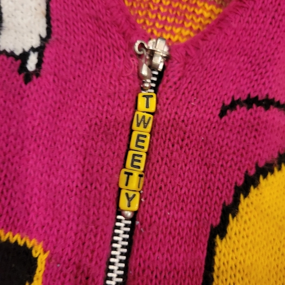 Vintage Looney Tunes Tweety Bird Zip Up Sweater 1997 Size 7/8 - Picture 7 of 10